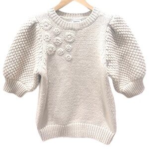 Bloomingdale's AWARE by Vero Moda Balloon Sleeve Cable Knit Sweater in Cream S